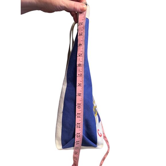 Vintage Poco Loco Club Cancun Mexico Canvas Zippered Tote Bag Blue White Parrot - Picture 4 of 13